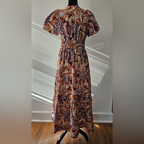 Anthropologie Somerset Maxi Bronze Floral Cotton Dress - Picture 5 of 6
